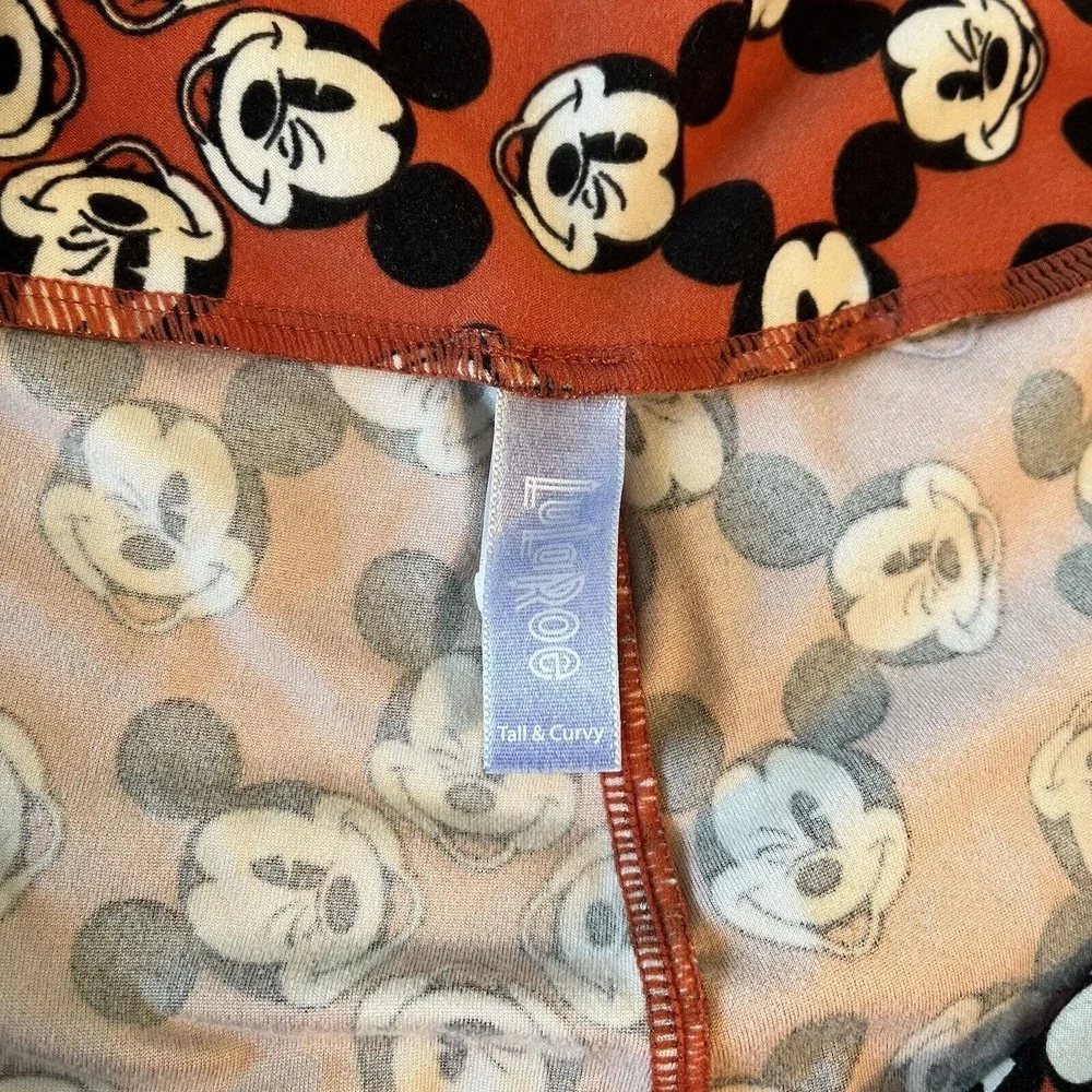 LuLaRoe Disney Leggings Tall‎ & Curvy Mickey Mouse AOP Elastic Stretch Pants OS